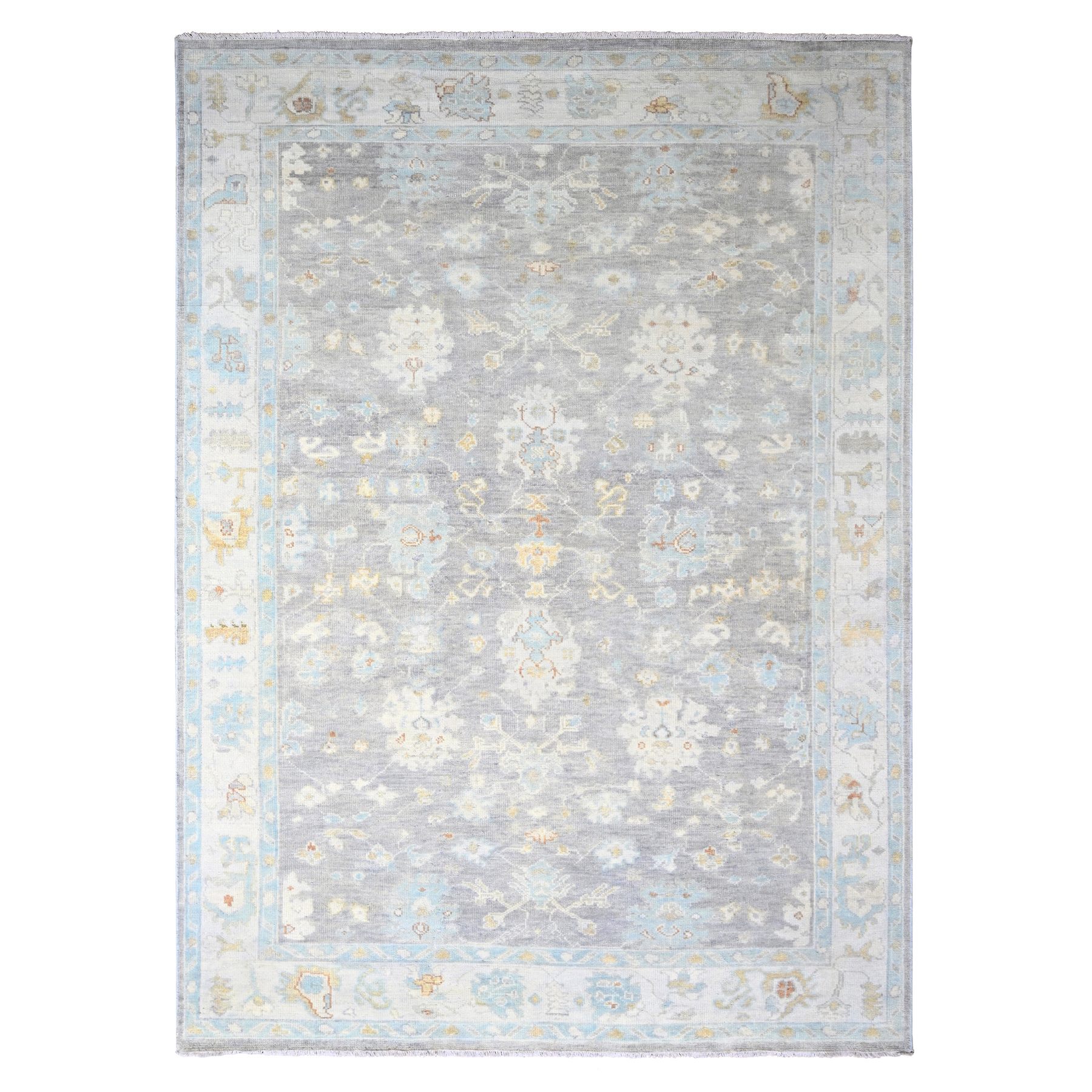 Fossil Gray, Supple Collection, Tone On Tone, Hand Knotted, Soft Velvety Wool, Plush and Lush, Oushak Design, Oriental Rug